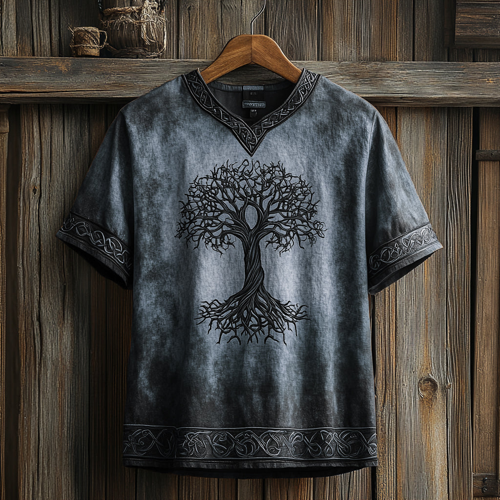 Men's Viking Celtic Knot Art Linen V-neck T Shirt artswardrobe