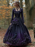 Comstylish Classy Raven & Roses Skeleton Gradient Maxi Dress