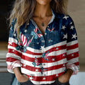 Comstylish Women's Independence Day Flag Print Shirt