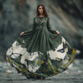 Comstylish Women's Vintage Classy Butterfly Wings Inspired Flowy Maxi Dress