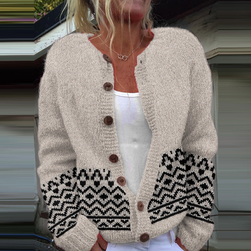 Vintage Ethnic Graphic Knitted Cozy Sweater Cardigan artswardrobe