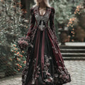 Comstylish Vintage Skull Skeleton And Red Roses Flowy Maxi Dress