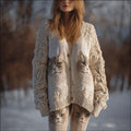 Comstylish Cute Cat Face Embroidered Cozy Sweater Cardigan