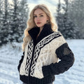 Women's Viking Tribal Jacquard Celtic Inspired Chunky Knit Zipper Cardigan artswardrobe