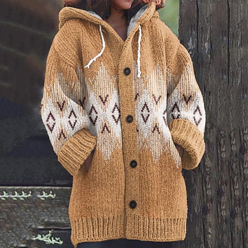 Vintage Tribal Geometric Knit Cardigan Sweater elevenforest