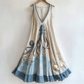 Vintage Octopus And Shell Gradient Cotton And Linen Dress artswardrobe