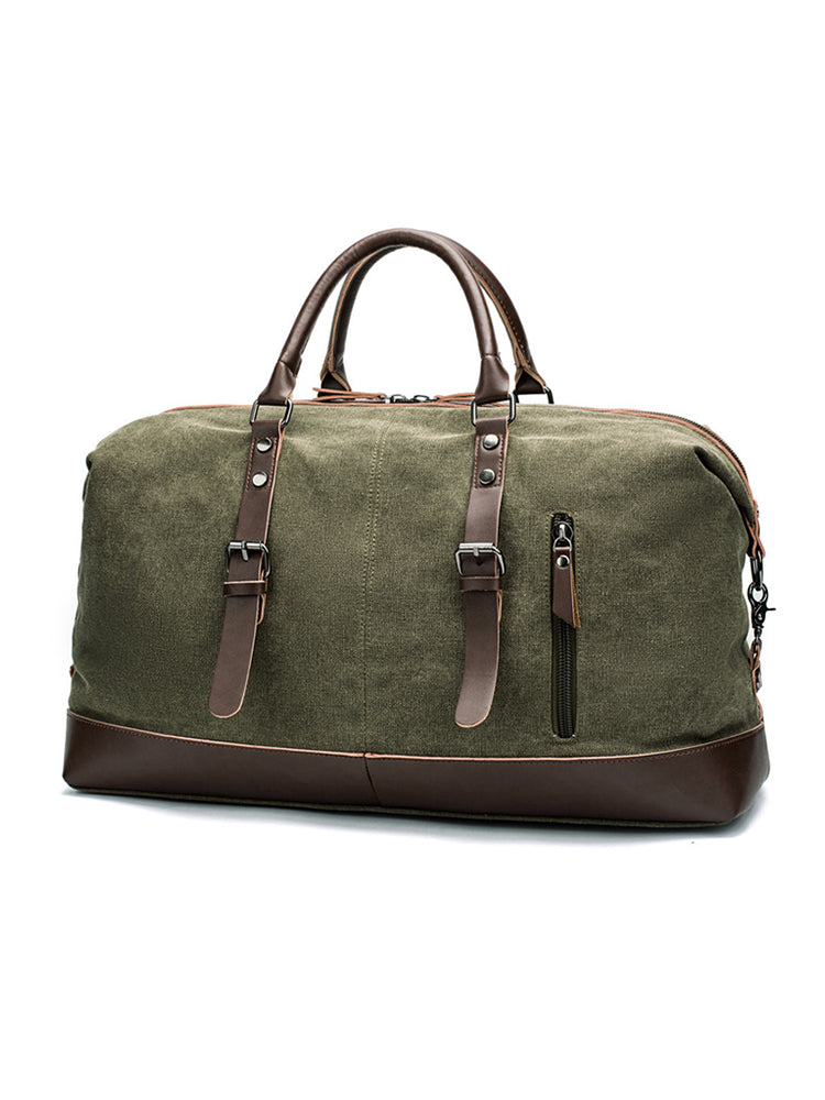 Vintage Washed Canvas Leather Patchwork Bag artswardrobe