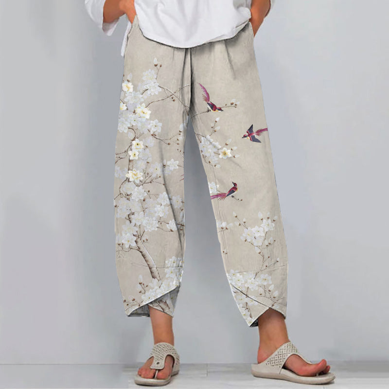 Comstylish Floral Print Loose Casual Pants