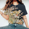 Comstylish Women Japanese Art Sakura Printed Round Neck T-Shirt