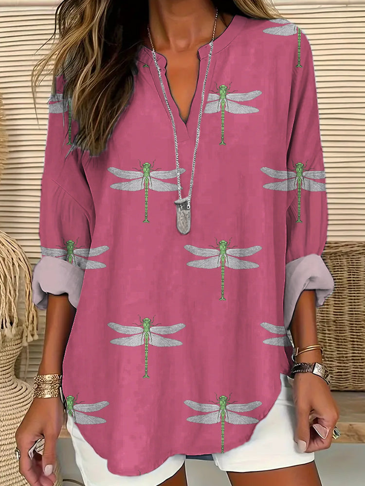 Comstylish Dragonfly Print Women's Long Sleeve Shirt
