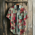 Men's Retro Floral Geometry Art Linen Casual Shirt artswardrobe