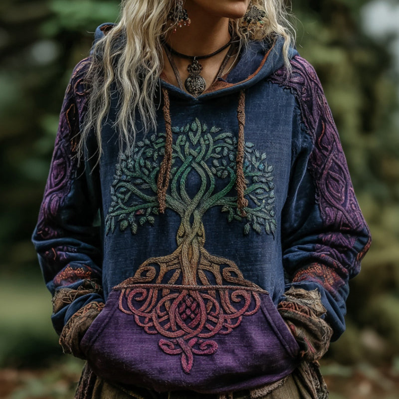Women's Viking Tree Of Life Celtic Knot Art Gradient Comfort Hoodie artswardrobe