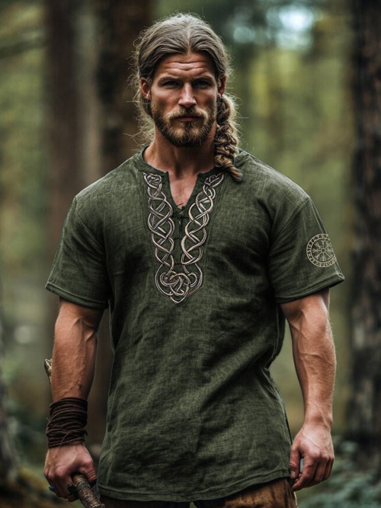 Men's Vintage Viking Celtic Knot Art Linen Shirt artswardrobe