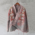 Comstylish Japanese Style Cherry Blossom Art Plush Cardigan