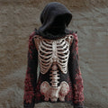 Vintage Bloody Roses Skeleton Crochet Cozy Knit Hooded Sweater artswardrobe