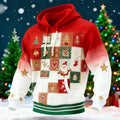 Comstylish Men's Christmas Patchwork Print Casual Hoodie