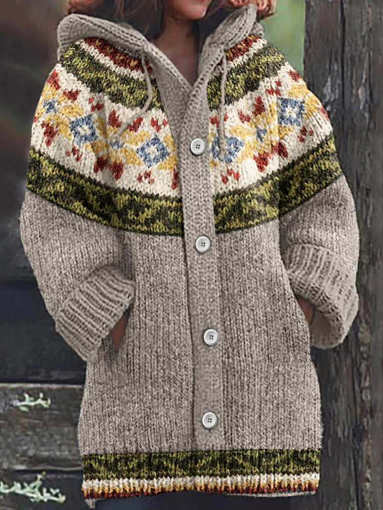 Vintage Tribal Icelandic Pattern Cardigan Sweater elevenforest