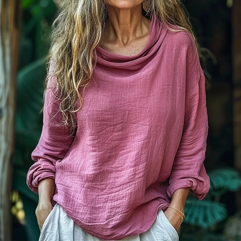 Vintage Bohemian Style Linen Long Sleeve Shirt artswardrobe