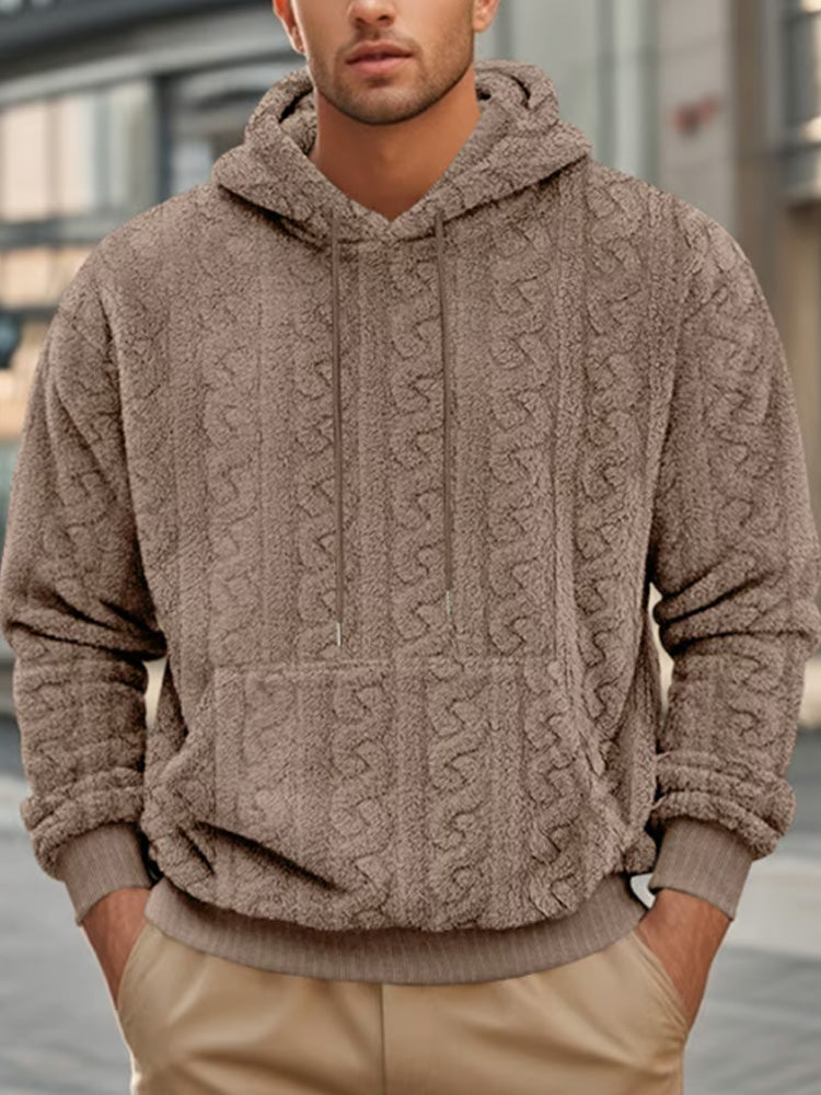 Men's Jacquard Double-Faced Fleece Hooded Sweatshirt artswardrobe