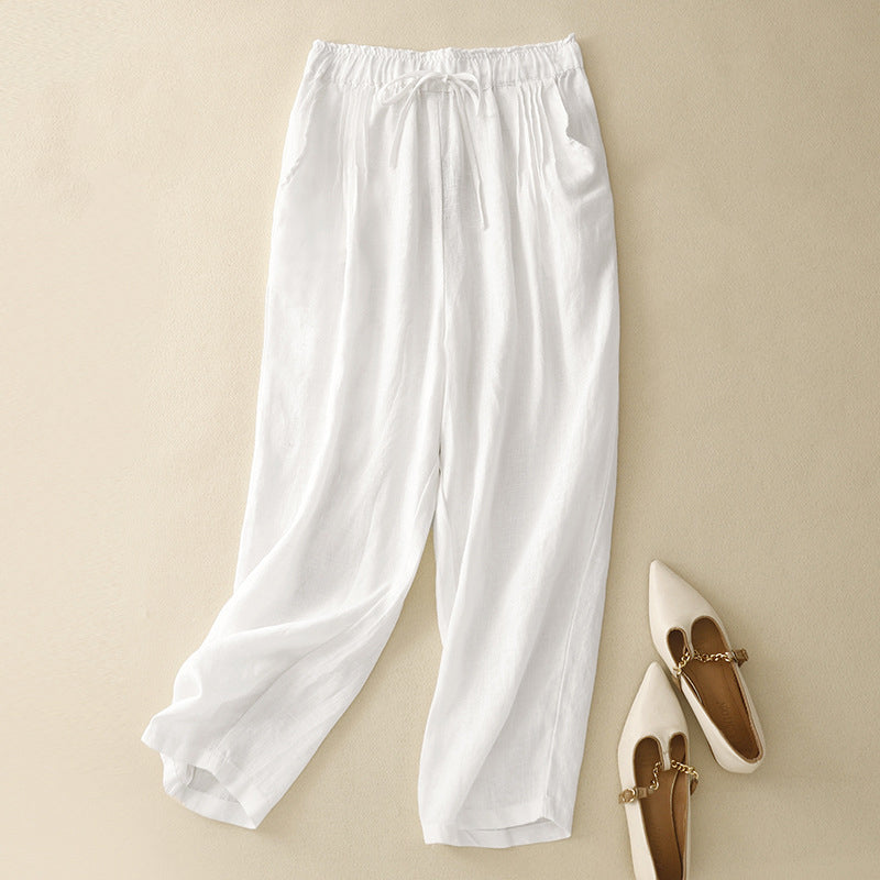 Women's Simple Solid Color Linen Blend Pants artswardrobe