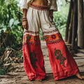 Women's Floral Embroidered Loose Linen Blend Pants artswardrobe