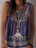 Tree Of Life Lace Embroidered Women's Linen Tank Top artswardrobe