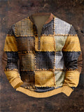 Men's Square Geometric Patchwork Cozy Sweatshirt elevenforest
