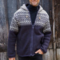 Leisure Color Blocking Iceland Jacquard Zipper Hooded Sweatshirt elevenforest