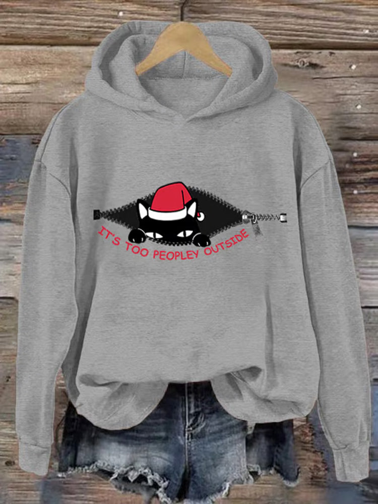 Women's It's Too Peopley Outside Hooded Sweatshirt artswardrobe