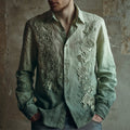 Men's Lace Floral Embroidered Vintage Linen Blouse artswardrobe