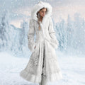 Comstylish Christmas Fashion Snowflake Pattern Women's Plush Coat