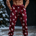 Comstylish Men's Christmas Reindeer & Snowflakes Cozy Plush Pants