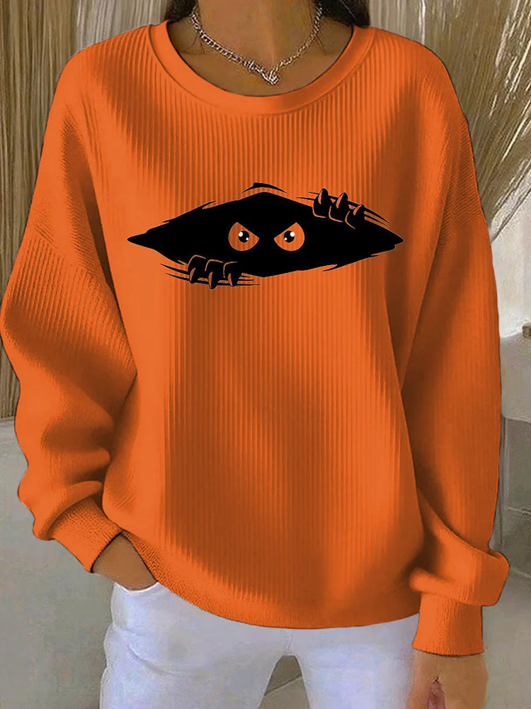 Women's Cute Cat Printed Vintage Casual Loose Long Sleeve Top elevenforest
