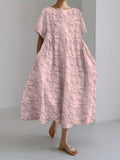 Comstylish Floral Lace Embroidered Linen Blend Maxi Dress