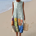 Women's Vintage Cute Cats Art Print Sleeveless Dress artswardrobe