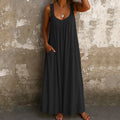 Casual U Neck Ruffle Cami Maxi Dress artswardrobe