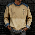 Comstylish Men's Retro Faith Art Crew Neck Casual Sweatshirt