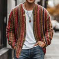 Vintage Colorful Vertical Stripes Button Cardigan Sweater elevenforest