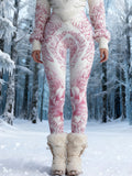 Comstylish Women's Vintage Viking Wings Rose Print Leggings