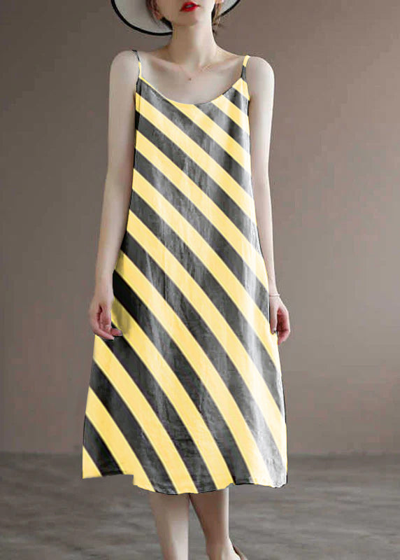Linen Colour Spaghetti Strap Dress Sleeveless