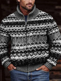 Men's Retro Chunky Crochet Cozy Full Zip Cardigan artswardrobe