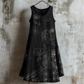 Comstylish Japanese Women & Falling Cherry Blossom Sashiko Linen Dress