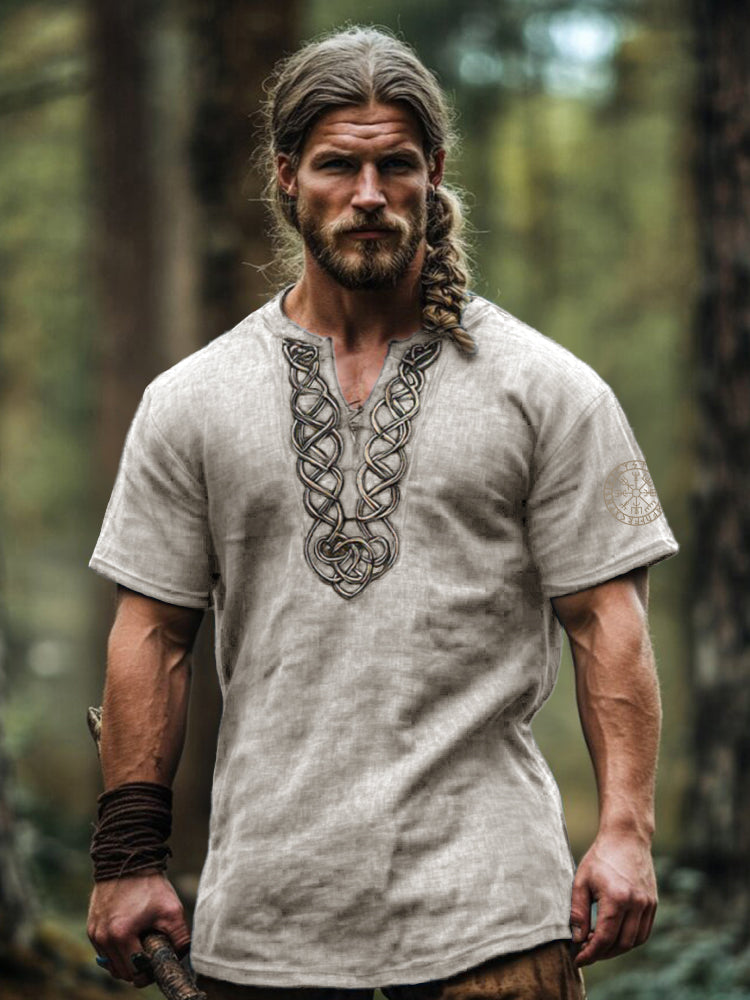 Men's Vintage Viking Celtic Knot Art Linen Shirt artswardrobe