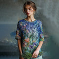 Women's Oil Painting Floral Contrast Color Sequined T-shirt
