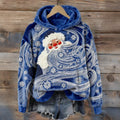 Comstylish Retro Christmas Santa Art Embroidered Cozy Plush Hoodie