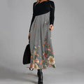 Elegant Floral Pleated Print Mid-Length Wool Dress elevenforest