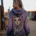 Comstylish Day Of The Dead Sugar Skull Woman Roses Beaded Dyed Hoodie