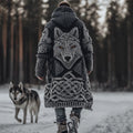 Men's Viking Style Celtic Knot Wolf Head Sweater Cardigan artswardrobe
