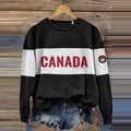 Canada Print Crew Neck Casual Sweatshirt elevenforest