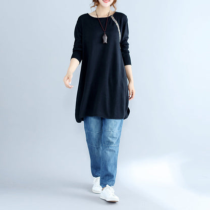 Black Knit Sweater Dresses Long Sleeve Knit Dress